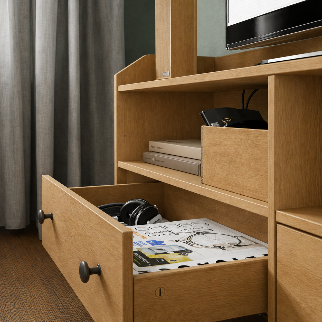 HAUGA Oak TV set   - 277x46x116cm.