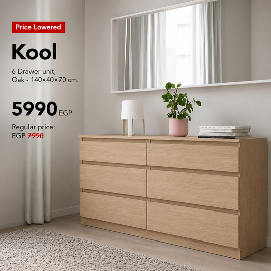 Kool 6 Drawer unit - 140×40×70 cm.