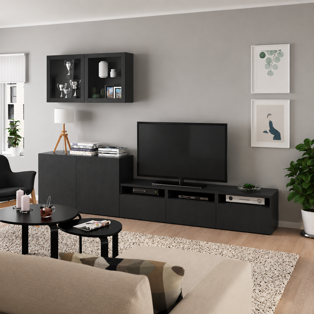 Delta TV + Luck shelves combination, 300x42x195 cm