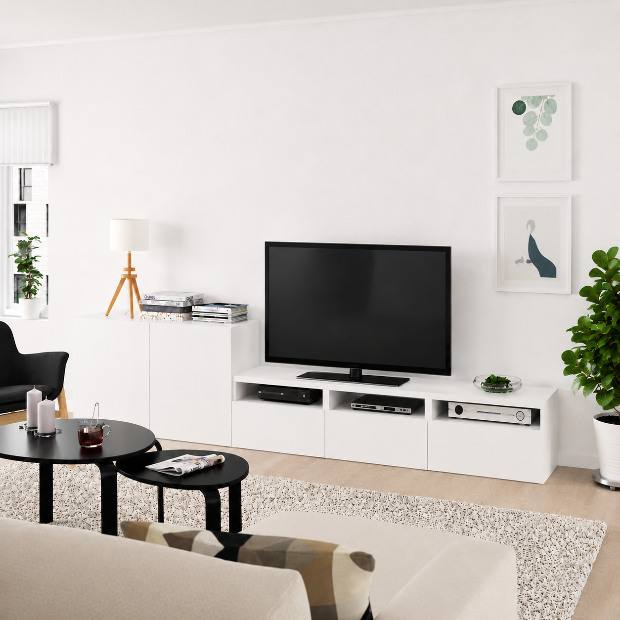 Delta TV + Luck shelves combination, 300x42x195 cm