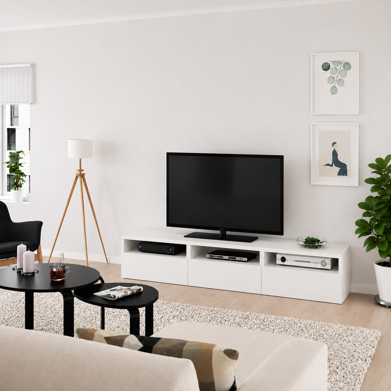 Delta TV + Luck shelves combination, 300x42x195 cm