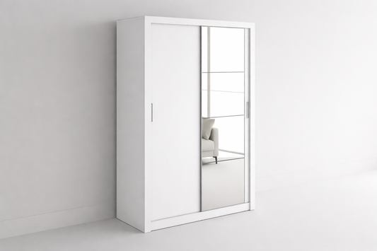 MDF White Wardrobe 2 Doors  - 120x50x200cm.