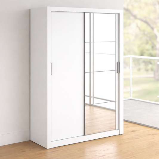 MDF White Wardrobe 2 Doors  - 120x50x200cm.