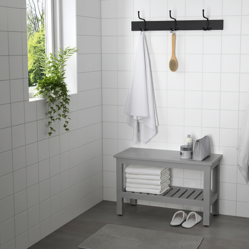 مقعد حمام هيمنس، رمادي، 83×37×53 سم