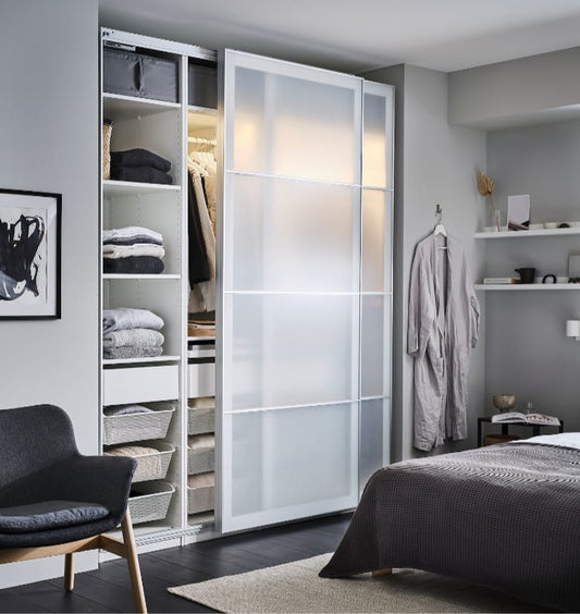 Max White Glass Wardrobe – 200cm x 60cm x 240cm