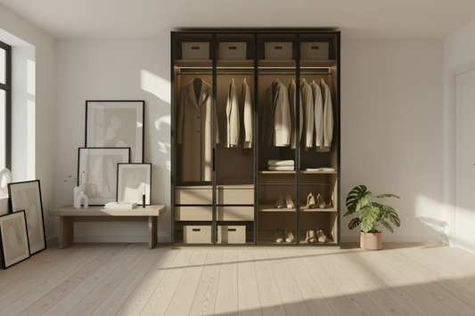 خزانة ملابس فيرونا باللونين الأسود والبلوطي – 160×50×240 سم