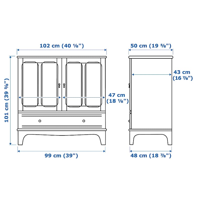 LM Classic Sideboard  Black – 102cm x 43cm x 101cm