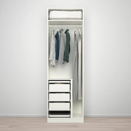 MaxH White  Wardrobe – 75cm x 58cm x 240cm