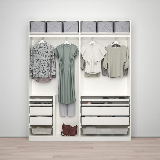 Max White Wardrobe – 200cm x 40cm x 240cm