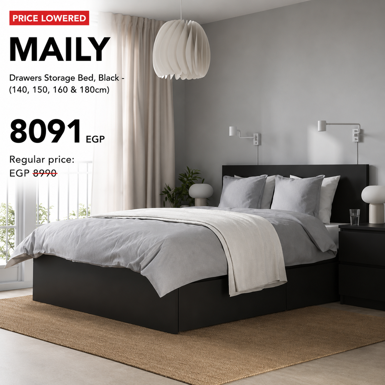MAILY  Drawers Storage Bed - (140, 150, 160 & 180cm)