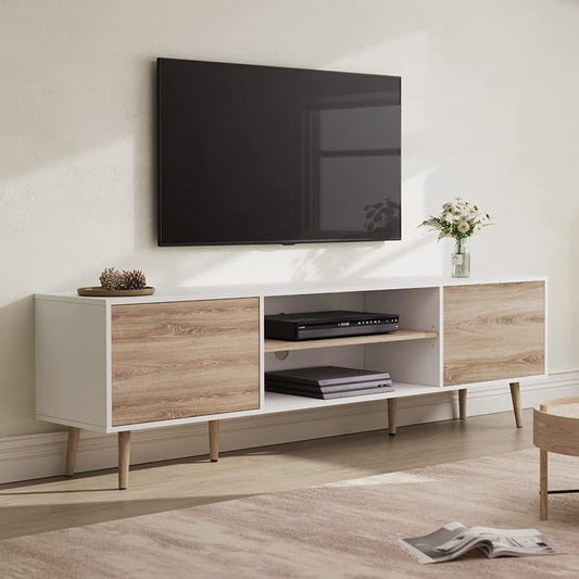 Siena 2-Door TV Unit with Open Shelves – 160x40x60cm