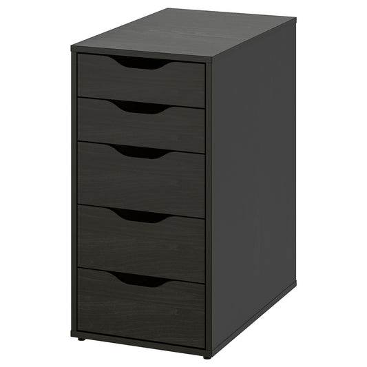 درج وحدة MDF أسود بني- 75 سم × 40 سم × 37 سم.