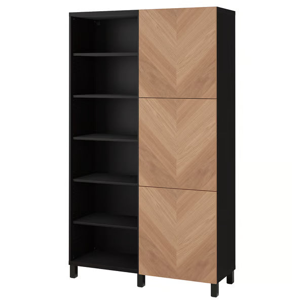 Delta cabinet with doors and shelves, 120x42x202cm