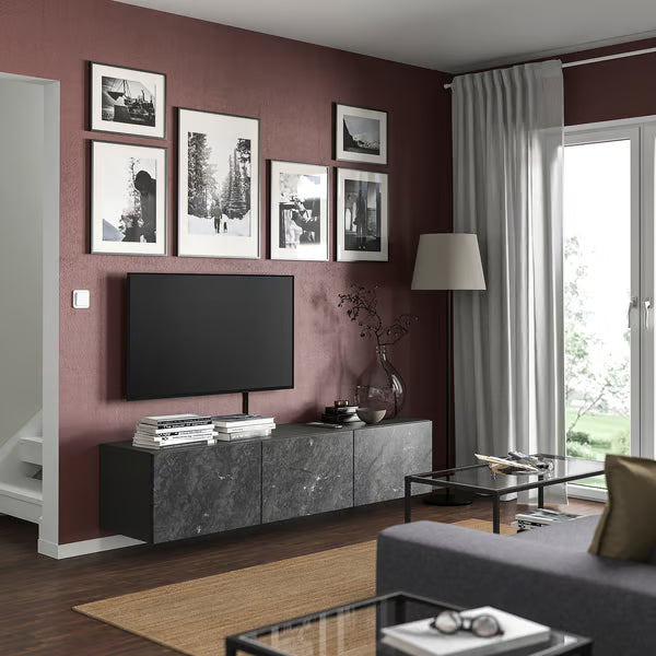كونسول حائط دلتا للتلفاز مع 3 أبواب، 180 × 42 × 38 سم