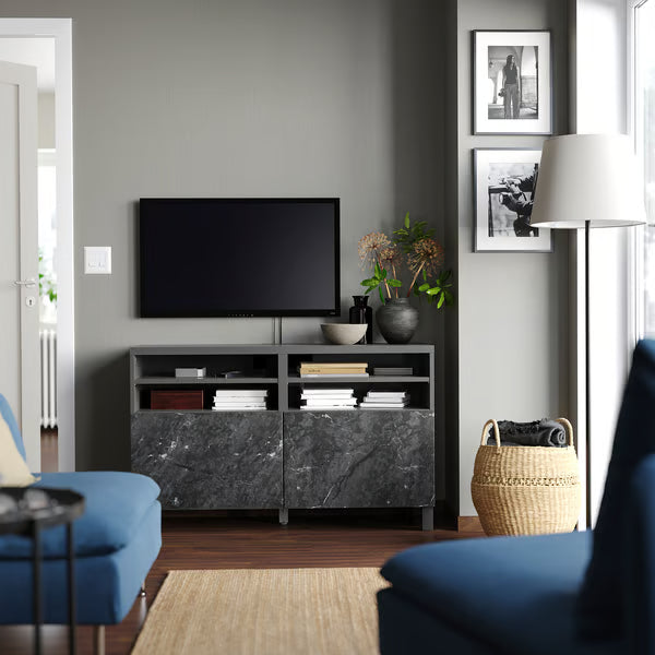 Delta TV media console with 2 Doors/2 Shelves, 120x42x74cm