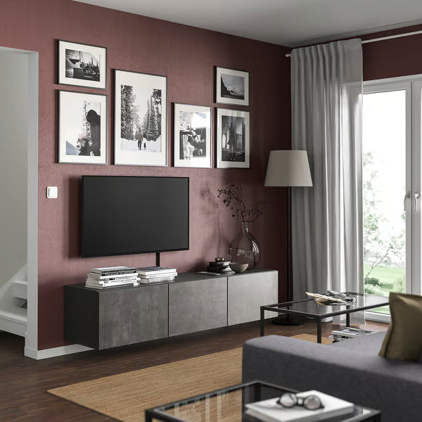 كونسول حائط دلتا للتلفاز مع 3 أبواب، 180 × 42 × 38 سم