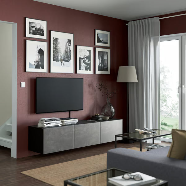 كونسول حائط دلتا للتلفاز مع 3 أبواب، 180 × 42 × 38 سم