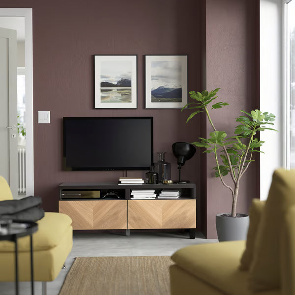 Delta TV console with 2 Drawers II,120x42x48cm