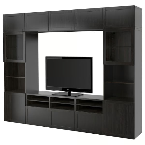 Delta TV storage combination with glass doors, 300x42x231 cm