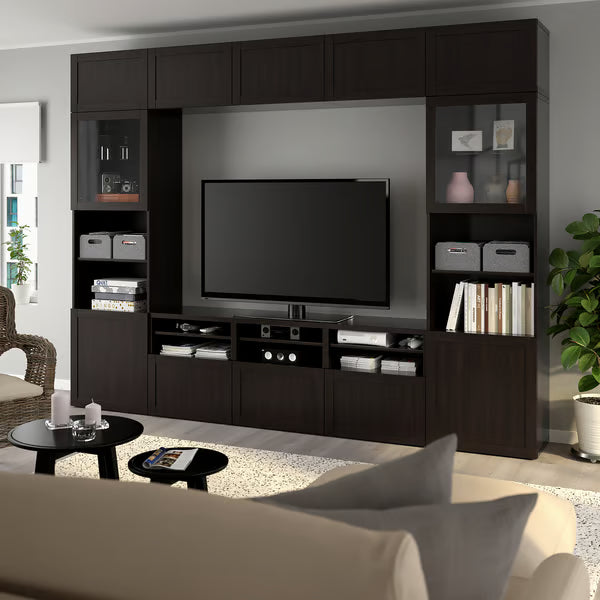 Delta TV storage combination with glass doors, 300x42x231 cm