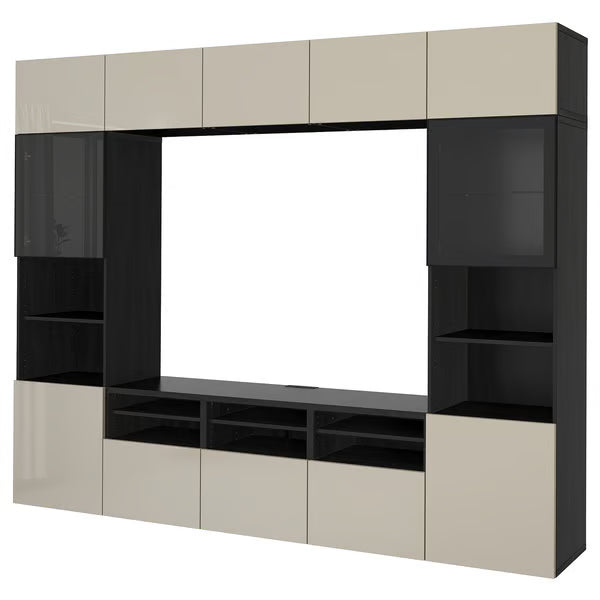 Delta TV storage combination with glass doors, 300x42x231 cm