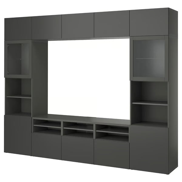 Delta TV storage combination with glass doors, 300x42x231 cm