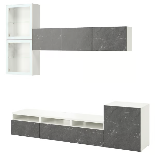 Delta TV  storage combination with glass doors, 300x42x211cm