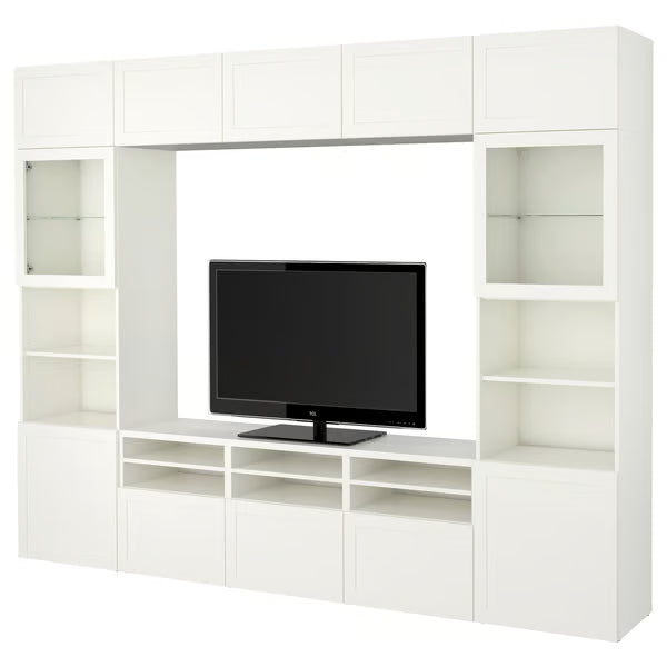 Delta TV storage combination with glass doors, 300x42x231 cm