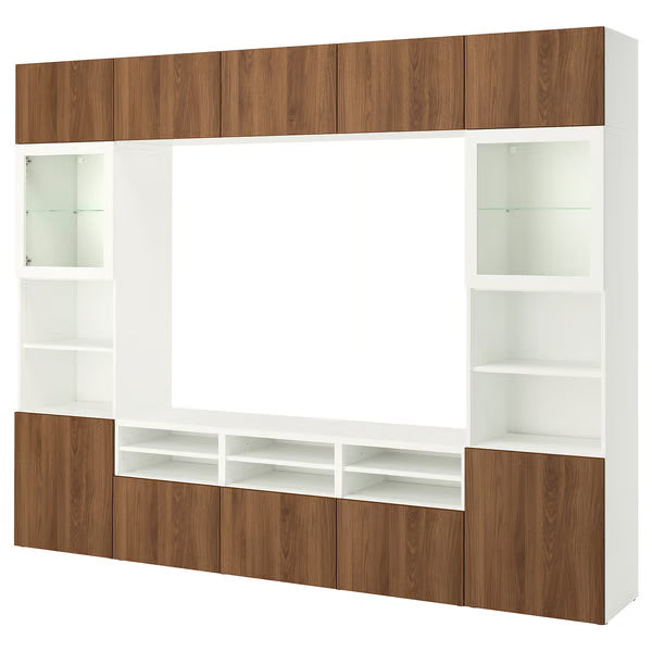 Delta TV storage combination with glass doors, 300x42x231 cm
