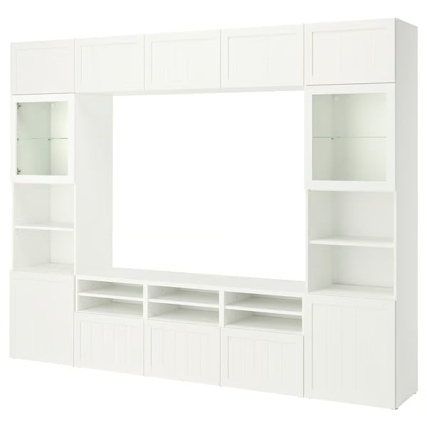 Delta TV storage combination with glass doors, 300x42x231 cm