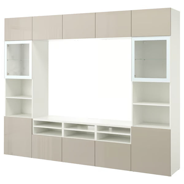 Delta TV storage combination with glass doors, 300x42x231 cm