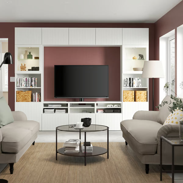 Delta TV storage combination with glass doors, 300x42x231 cm