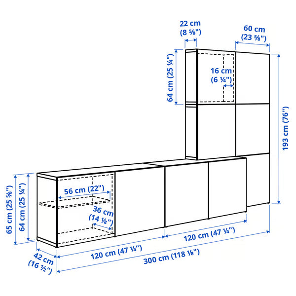 Delta Storage combination with doors, 300x42x193 cm