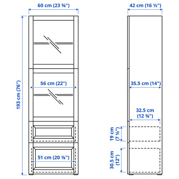 Delta display with 5 shelves, 60x40x193cm