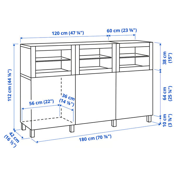 Delta buffet glass cabinet, 180x42x112cm