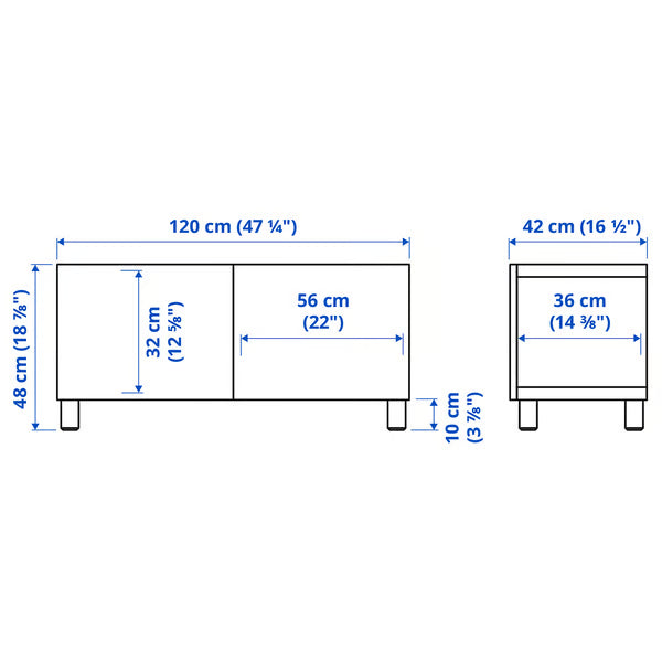 Delta TV console with 2 Drawers I,120x42x48cm