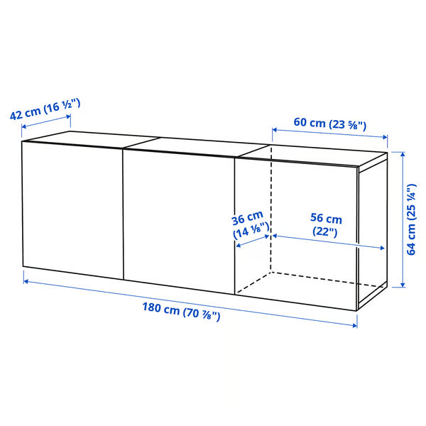 Delta Wall-mounted SideBoard, 180x42x64cm
