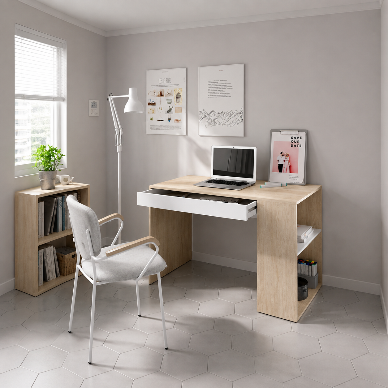 Kira Two-Tone Study Desk, 100x50x80 cm