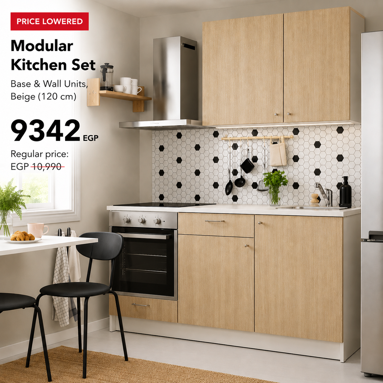 Modular Kitchen Set – Base & Wall Units (120 cm)
