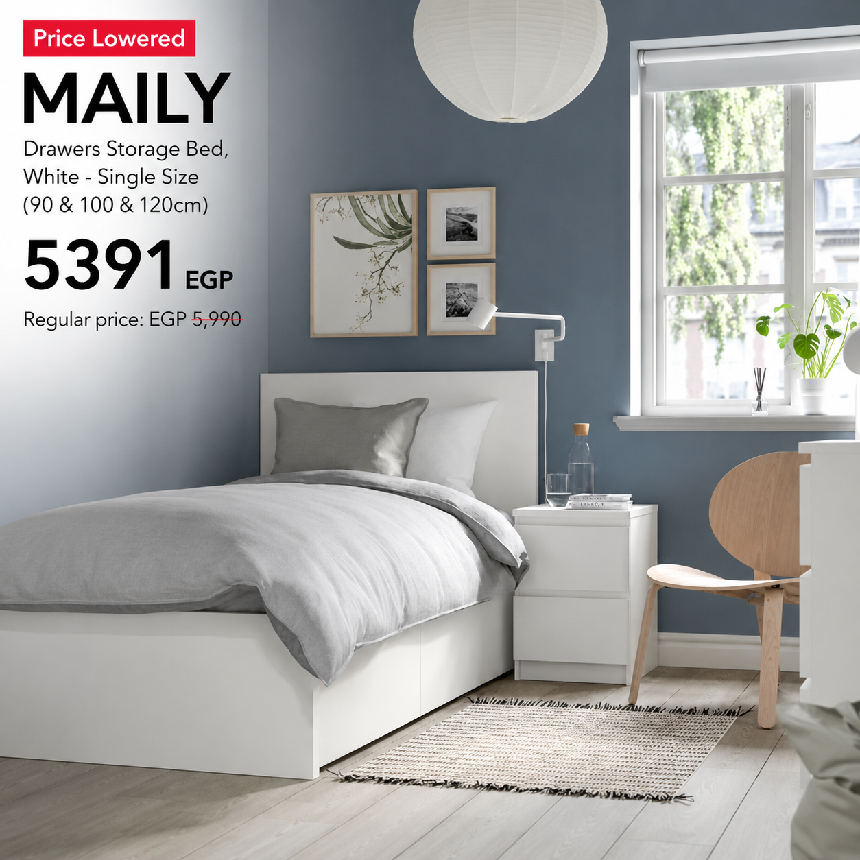 MAILY (White) Drawers Storage Bed - Single Size (90 & 100 & 120cm)