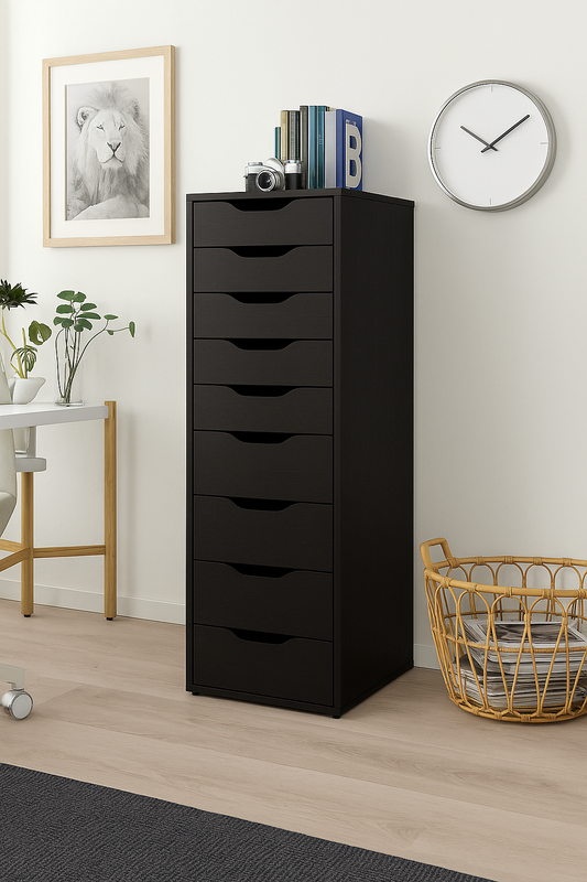 درج وحدة MDF أسود بني - 116 سم × 40 سم × 37 سم.