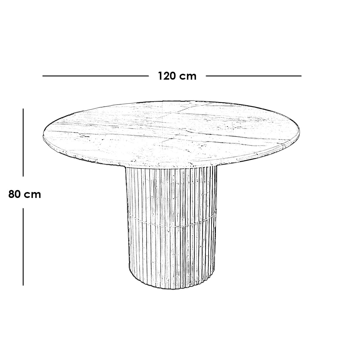 The Carrara Round Set, 120x80x80cm