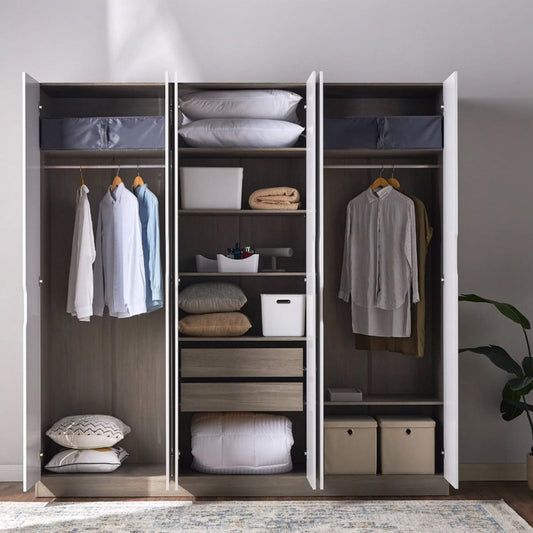 The Horizon Wood & White Armoire, 220x60x240cm