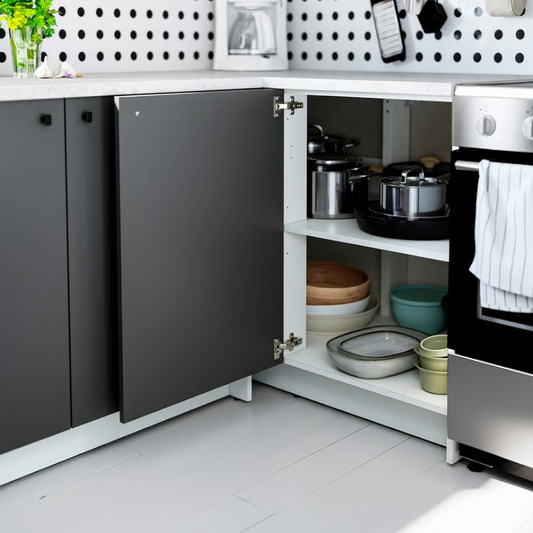 Kitchen Base Corner Cabinet – Gray, Single Door 120 x 60 x 90 cm