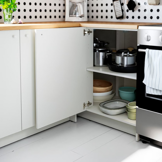 Kitchen Base Corner Cabinet – White, Single Door 120 x 60 x 90 cm