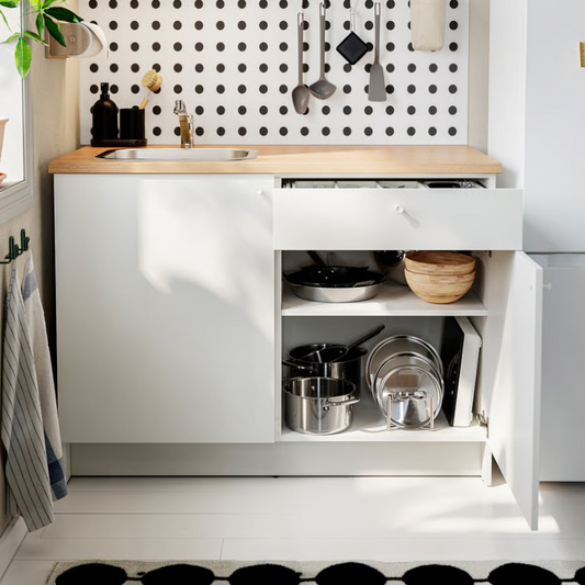 Kitchen Base Cabinet with Two Doors & Drawer – White, 120 x 60 x 90 cm