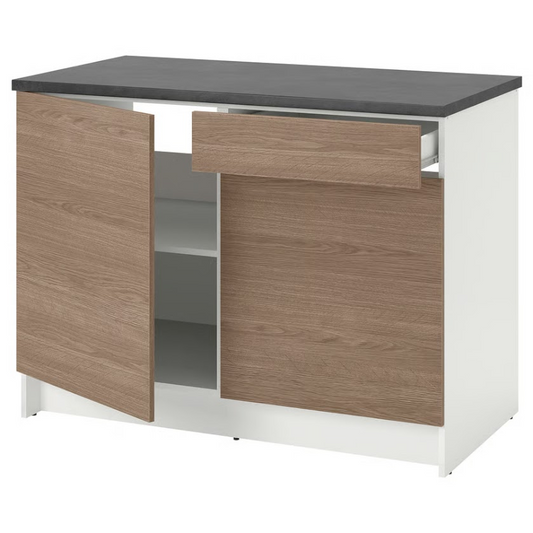 Kitchen Base Cabinet with Two Doors & Drawer –  Brown, 120 x 60 x 90 cm