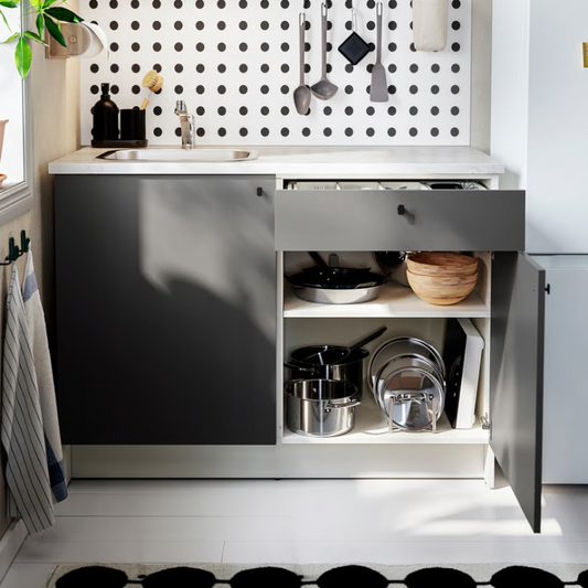 Kitchen Base Cabinet with Two Doors & Drawer –  Gray, 120 x 60 x 90 cm