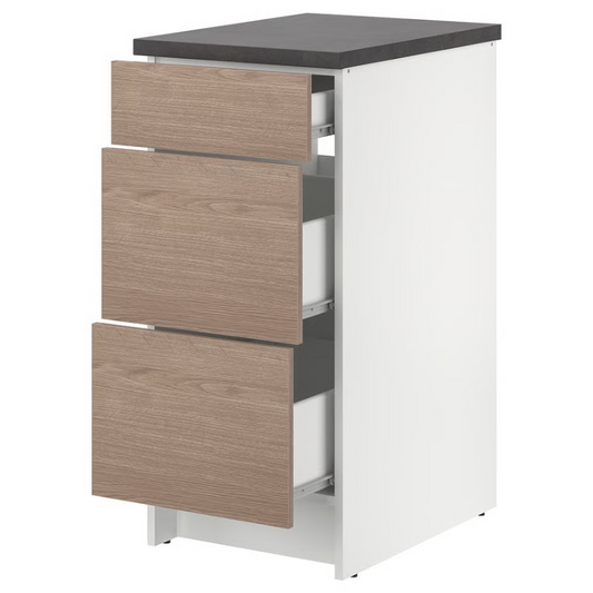 Kitchen Base Cabinet with 3 Drawers – Brown 40 x 60 x 90 cm
