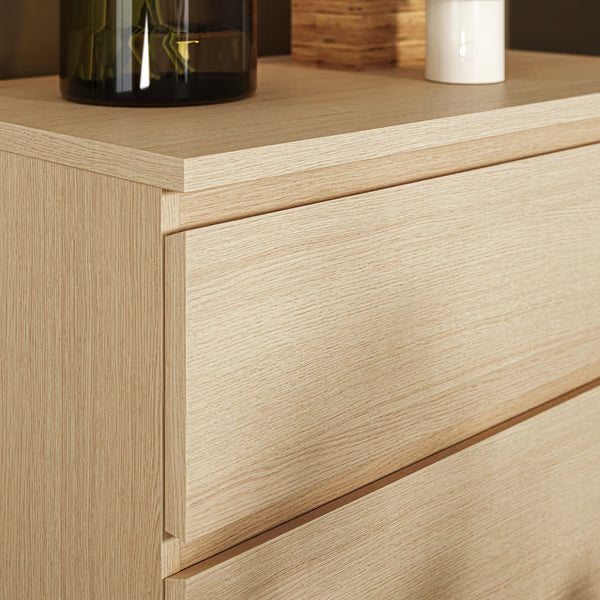 MDF Oak 6 Drawer Unit - 160×45×78cm.